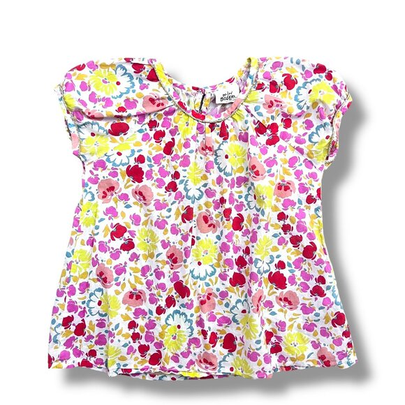 Mini Boden Cotton Floral Boho Peasant Top Blouse with Gold Trim Size 6-7Y - Picture 2 of 8